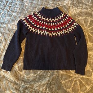 J Crew Isle Mockneck Wool Blend Navy Blue Sweater Women’s